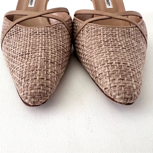 MANOLO BLAHNIK | Vintage Retro D’Orsay Beige Woven Pointed Kitten Heel Pumps 41 - Picture 4 of 14
